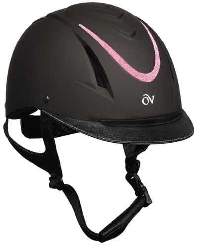 OVATION Unisex Z-6 Glitz II Riding Helmet - Durable Adjustable Equestrian Safety Helmet w/Removable Liner & High-Flow Vents, Black Glitter Pink, XX-Small/X-Small