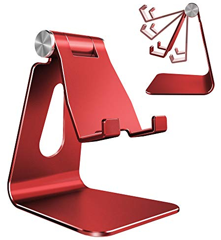 Lucrave Support de Téléphone Réglable, Support de Téléphone Multi-Angle pour iPhone 15 14 13 Pro Max 12 11 XS Max X 8 7 6 Plus Samsung S10 S9 Smartphones, Rouge