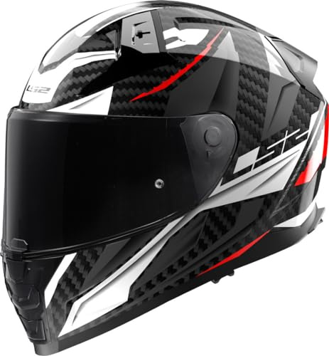 LS2, Integraler Motorradhelm VECTOR II CARBON SAVAGE White Red Grey, 4XL