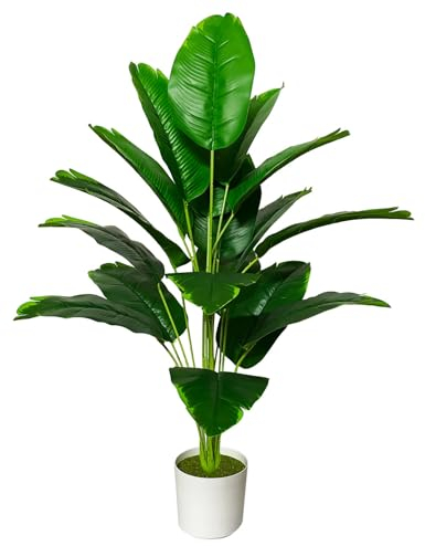 AIVORIUY Piante Finte da Interno Grandi Alberi Artificiali con Vaso, Piante Faux Verde Decorazione Casa Soggiorno Sala da Pranzo Ingresso Camera da Letto Ufficio Giardino (80cm Banana Verde)