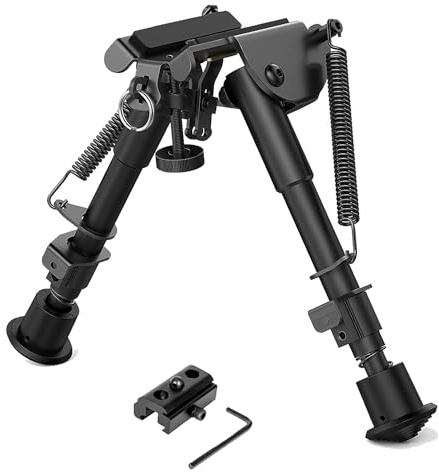 Bípode de Caza, Bipode para Caza, Bípode Telescópico Ajustable de 6-9 Pulgadas con Marco de Soporte Retráctil de Retorno por Resorte Instalación de 20 Mm, Accesorios de Actualización