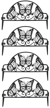 Zierzaun Nessa Schmetterling 4-teilig Braun Beeteinfassung Kunststoff witterungsbeständig HTI living