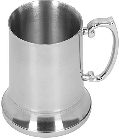 PerGar Kaffeetasse aus Edelstahl, Kaffee- und Teetasse aus Metall, Bierkrug aus Edelstahl mit Henkel, Bruchsichere Silberbecher für Kalt- und Heißgetränke, Hotelbedarf (560 ml)