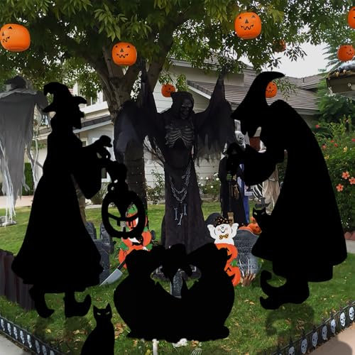 WYFDCZZP Silhouette Sorcière Halloween, Panneaux de Sorcière Halloween Decoration Silhouette Effrayante Décoration de Sorcière Noire d'halloween, pour Cour Pelouse Déco d'halloween Extérieur