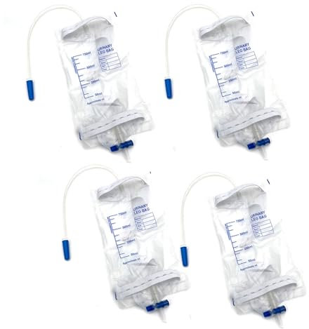 4 Stück 750 m Urinbeutel Beinbeutel, Urinsammler, Urinablassbeutel mit Ventil und Drainage, Hülle für Katheterbeutel für Männer und Frauen