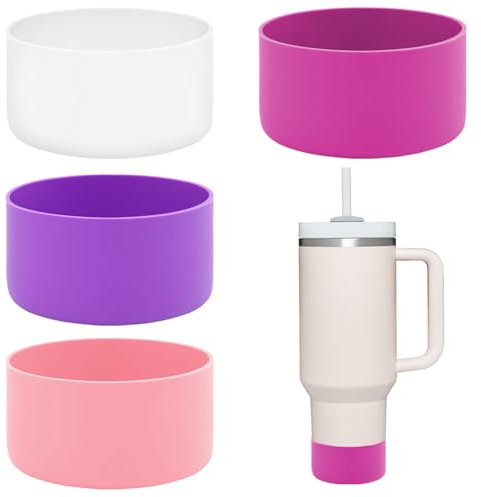 Incycall Lot de 4 manchons de protection en silicone pour accessoires de tasse Stanley – Quencher Adventure 40 oz, IceFlow 20 oz/30 oz, Hydro Flask 12 oz/20 oz (série rose)