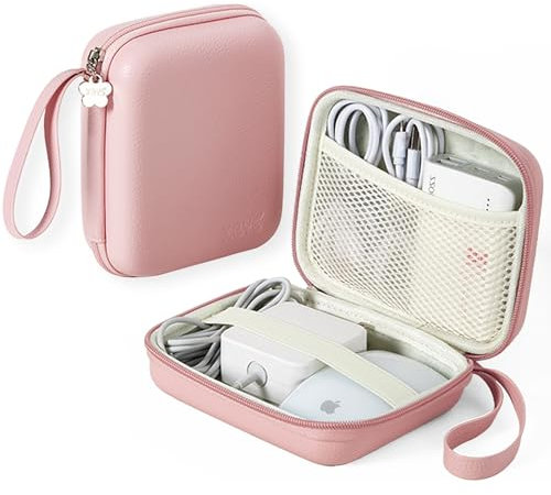 Linpr Charger Case for Macbook, Portable Tech Electronic Organizer Bag,Travel Storage Pouch for Laptop Accessories, MacBook Power Adapter, Charging Cords, USB Drives, Power Bank (Pink, L)