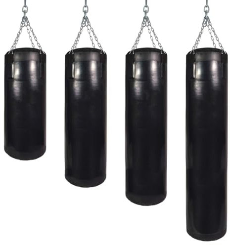 TEKKA BUDO Allround Boxsack 30-35 kg gefüllt - schwarz 130 cm - Inkl. Stahlkette Aufhängung - Verstärktes Vinyl - Boxen, Kickboxen, Fitness, Training Zuhause