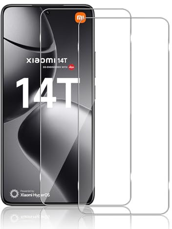 Yanwom Protector de Pantalla para Xiaomi 14T / Xiaomi 14T Pro Cristal Templado [2 Piezas], Sin Burbujas, Cristal Blindado Antiarañazos, Dureza 9H, Protector de Pantalla HD