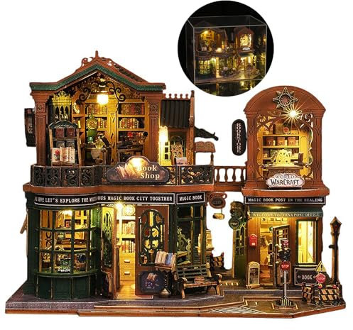 UINOFER DIY Miniature Construction Kit, Miniature Kit for DIY with Furniture, Model Houses for Building, Kit for a Small House, Dollhouse Kits for Adults, Children (Twilight Shop)