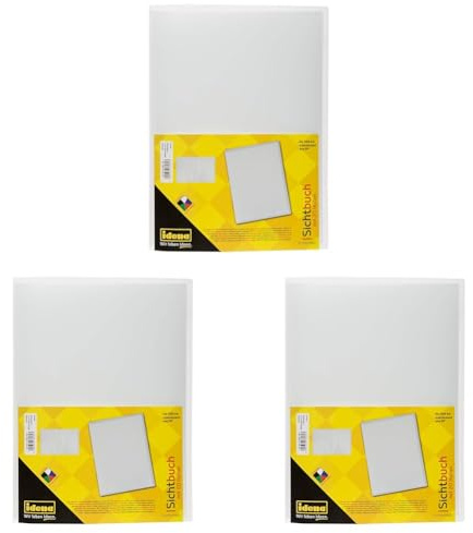 Idena 376082 - Sichtbuch für DIN A4, 20 Hüllen, transparent (Packung mit 3)