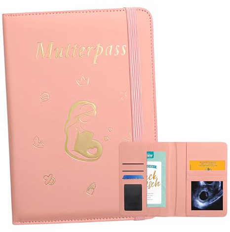 Mutterpasshülle,U Heft Hülle Und Impfpass 6 Fächer Organizer für Ultraschallbilder,Rezepte,Versicherungskarten,U Heft Hülle Personalisiert Wasserabweisend,Mutterpass Hülle(Rosa)