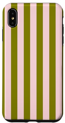 Pink Olive Green Striped Cute Girly Aesthetic Preppy Stripe Case for iPhone XS Max