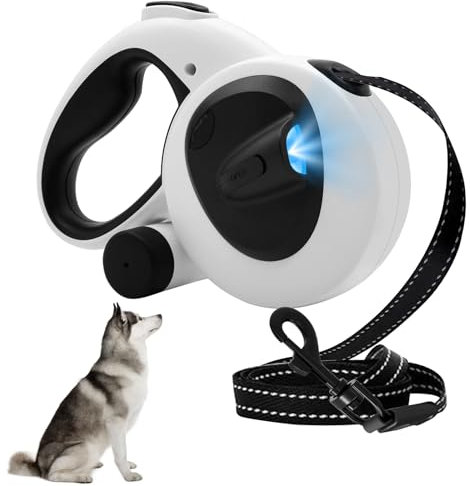 Einziehbare Hundeleine, Hundeleine 5m, Rollleine für Hunde, mit LED-Licht, 360° Verhedderungsfreier, Anti Rutsch Griff, für Kleine und Mittelgroße Hunde