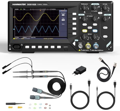 HANMATEK 2 in 1 Oscilloscopio Digitale Generatore di Degnale DDS con Larghezza di Banda 110 MHz, 2 Canali e Display TFT-LCD, Frequenza di Campionamento 500 MS/s *2