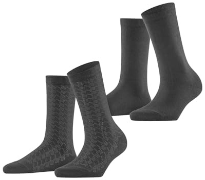 ESPRIT Damen Pepita Pattern 2-Pack Socken Baumwolle atmungsaktiv