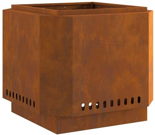 vidaXL Rauchfreie Feuerstelle Braun 58 x 58 x 51 cm Stahl, Moderner Feuerplatz, Robustes Heizgerät für draußen, sauberes Brennen im Garten und auf der Terrasse