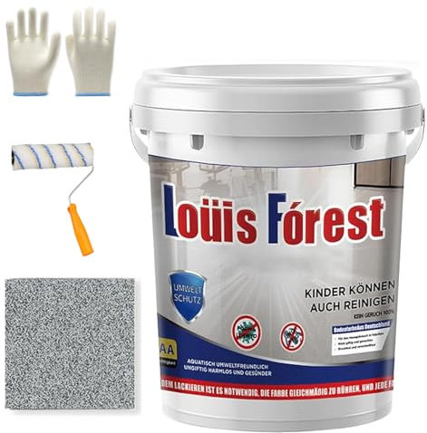Vgpbphj Louis Forest Epoxy Floor Paint, Epoxy Colored Sand Floor Paint, High Gloss Marble Effect Floors Coating, Waterproof and Non-Slip Garage Floors Coating (Sesame Gray, 0.5 Liters)