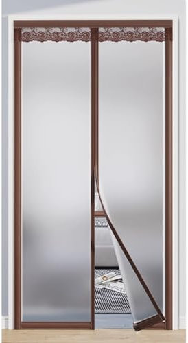 Magnetischer isolierter Türvorhang, isolierende Abdeckung, mattiertes, blickdichtes Design mit vollem Magnetstreifen, perfekt für Sommer und Winter, Braun, 80 x 195 cm