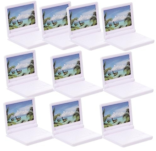 Garneck 10pcs Mini Laptop Model for Doll House Creative Doll House Accessories Miniature Notebook Computer