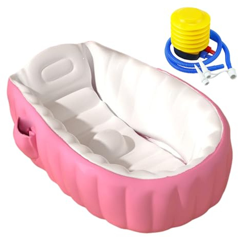 Nudorpn Aufblasbare Badewanne für Babys | Tragbares Bad mit Fußpumpe – Duschwanne, faltbar, rutschfest, für Mädchen und Kinder ab 2 Jahren
