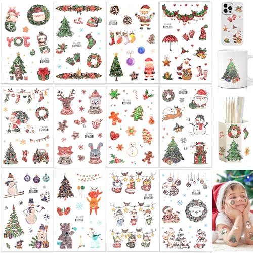 150 Mückenaufkleber Kinder 16 Blätter Hautfreundlich Weihnachtstatoos Kinder Papa und Kind Tattoo Glitzer Set Bio Kindertattoos Jungs Wassertattoos Aufkleber Einschulung Weihnachten Kleinigkeiten