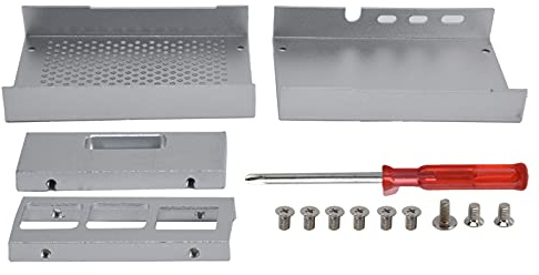 Wärmeableitungsgehäuse Aluminiumlegierung Wärmekoffer für 4 Mikrocomputerteile langlebige schützende Kühlschale mit Schraubendreher und Verstärkern Silber