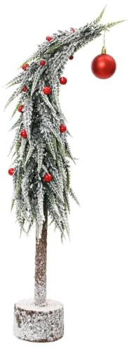 Kaemingk Weihnachtsdeko Mini-Tanne beschneit mit roten Kugeln Ø 12 cm Höhe 60 cm - FSC Mix 100%