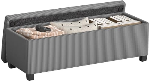 HOMCOM Sitzbank mit Stauraum Abnehmbarem Deckel 112 x 42 x 40 cm Grau