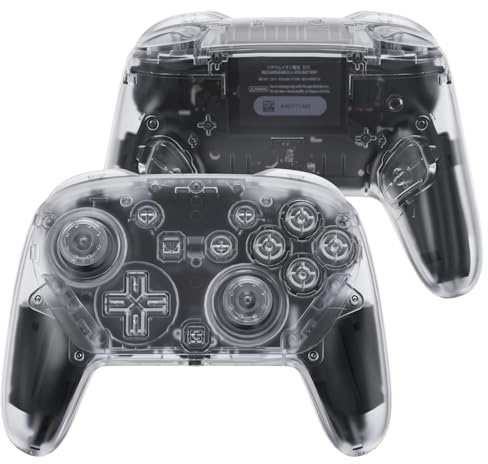eXtremeRate Coque pour Switch 2 Pro Manette,Coque Avant Arrière avec Joystick Analogique & Boutons de Remplacement pour Nintendo Switch 2 Pro Controller-Transparent