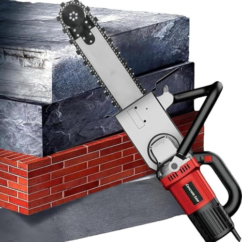 Electric Concrete Cutter Saw - 350mm/480mm Cutting Depth, Tile Wet Wall Slotting Machine with 2 Chains and 2 Guide Bars