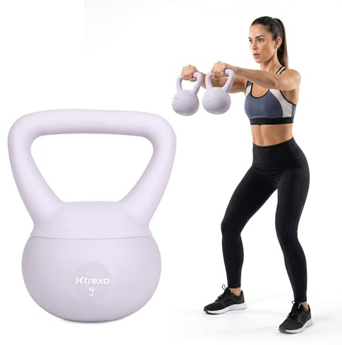 XTREXO Bodenschonendes Training – Weiche Kettlebell – Flexibles Synthetikmaterial – 4kg, 6kg, 8kg, 10kg – für Home Gym und Crosstraining (4 kg)