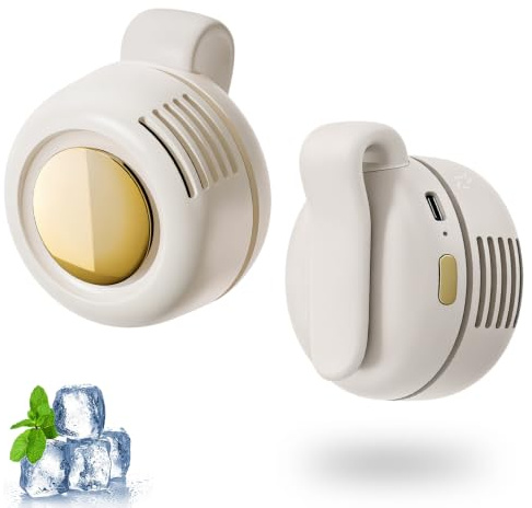Portable Small Clip On Fan, Wearable Mini Waist Clip Fan for Clothes Body | Rechargeable Silent Bladeless Fan, with 3 Speeds, Hands-Free Cooling Neck Wearable Fans, for Outdoor Travel Office Household
