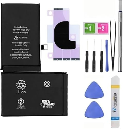 Bcmparts Battery Replacement compatible with iPhone X, 2716mAh High Capacity, 0 Cycle, with Professional Repair Tool Kits and Adhesive