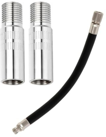 AEIOPRS Kit Prolunga Valvola 40mm (2 Pz) + Tubo Gomma Flessibile – Adattatore Universale per Auto, Moto, Bici, Presta – Soluzione Anti-perdita per Valvole Profonde, Gonfiaggio Sicuro