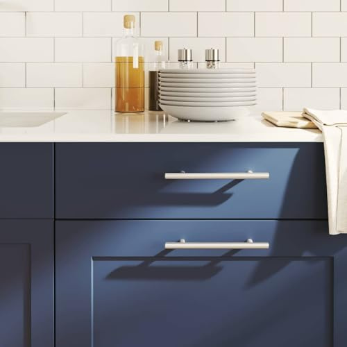 Ziaphsol Möbelgriffe 10er Set Edelstahl silbern gebürstet 128 mm Lochabstand T Form für Schubladen Tür Schrank Kommode Sideboard Küchen Bad Montage