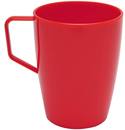 Harfield Red Beakers Mugs (Pack of 4, 280ml) Lightweight Virtually Unbreakable Polycarbonate Plastic