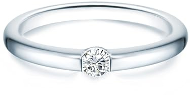 Trilani Damen Ring 925/- Sterling Silber | rhodiniert, Bandring, Zirkonia, weiß, Brillantschliff