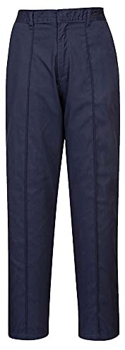 Portwest LW97 Women's Elasticated Trousers 2 Side Pockets Machine Washable | Navy, Large, UPF 50+, Tall Leg, Secure and Comfortable Fit, Sewn in Front Centre Seam, Hook and Bar Closure, Workwear