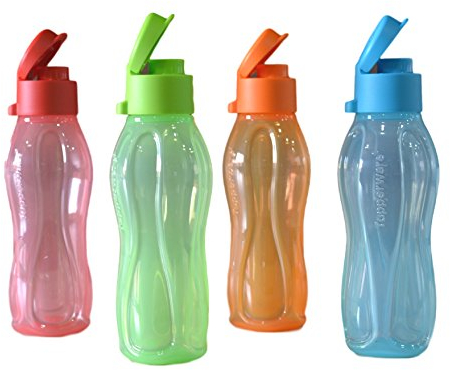 Tupperware Aquasafe Lot de 4 bouteilles à rabat en plastique Multicolore 310 ml