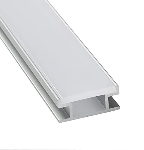 SO-TECH® Einlass LED-Profil-77 | 2000 x 19,4 mm mit opaler Abdeckung | Bodenmontage/Montage in Fliesenboden | trittsicher