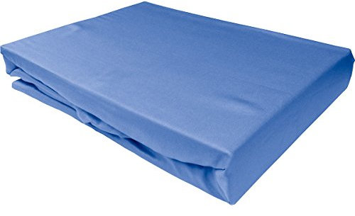 Bettwaesche-mit-Stil Mako Satin Spannbettlaken Spannlaken Spannbetttuch (140 cm x 200 cm, Matratzenhöhe 12-20 cm, Hellblau)