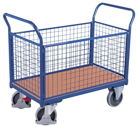 Vierwandwagen mit Draht RAL5010 Enzianblau Rungenwagen Plattformwagen