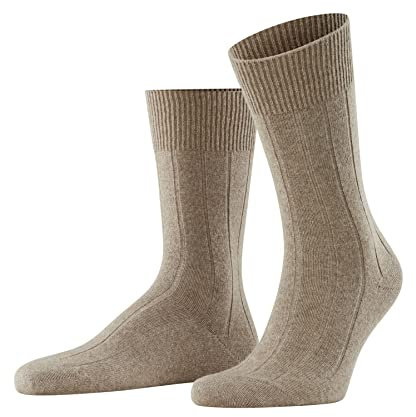FALKE Men's Lhasa Rib M SO Wool Cashmere Plain 1 Pair Socks, Brown (Nutmeg Melange 5410), 5.5-8