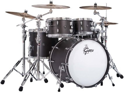 Gretsch New Renown Maple - Set di 4 accessori per batteria, in metallo, colore: blu Set di tamburi -inch nero opaco