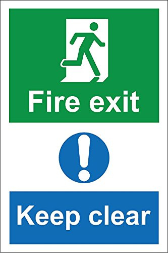 Fire Exit Keep Clear A4 Plastic Fire Door Sign - Mandatory, Emergency, Safety