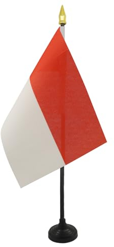 AZ FLAG - Tischflagge Monaco - 15x10 cm Goldene Splitze - Monegassische Tischfahne 10 x 15 Cm - Flaggen