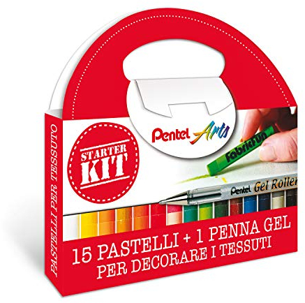Pentel PTS Starter-Set für Stoffe, 15 Stück und permanenter Gel-Roller