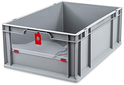 aidB Eurobox NextGen Insight Cover rot, 600x400x220 mm, Cover niedrig, robuste Regalbox mit Entnahmeöffnung, stapelbare Kunststoffkiste, ideal für die Industrie, 1St
