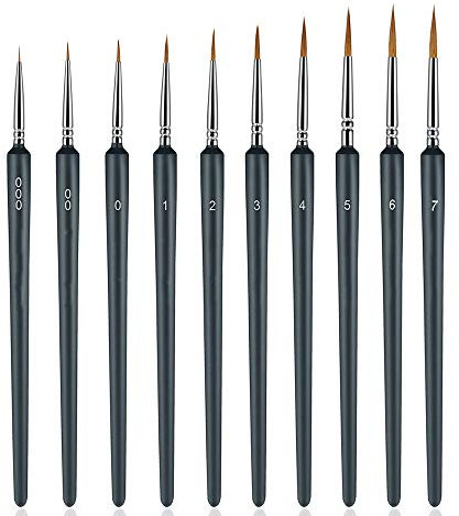 Morkia Détail Pinceau, 10 pcs pour la Peinture à L'aquarelle Gouache et Acrylique,Ldéal pour des Minutieux et Finition